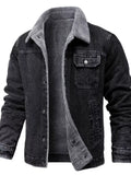 Men's Plus Size Button Up Sherpa Lined Denim Jacket