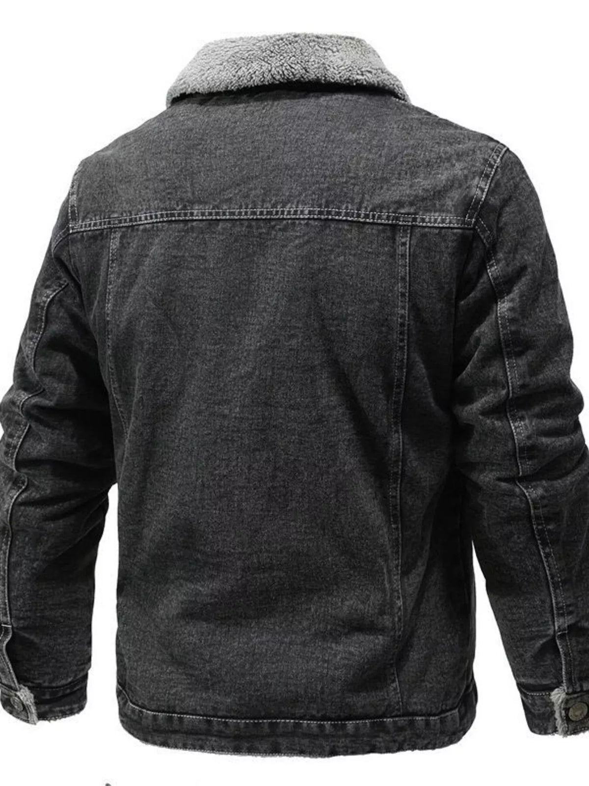 Men's Plus Size Button Up Sherpa Lined Denim Jacket