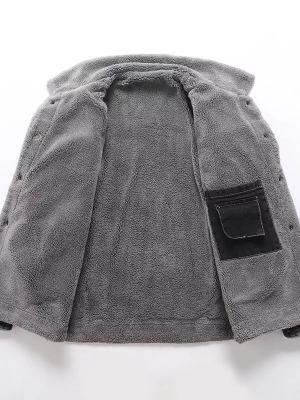 Men's Plus Size Button Up Sherpa Lined Denim Jacket